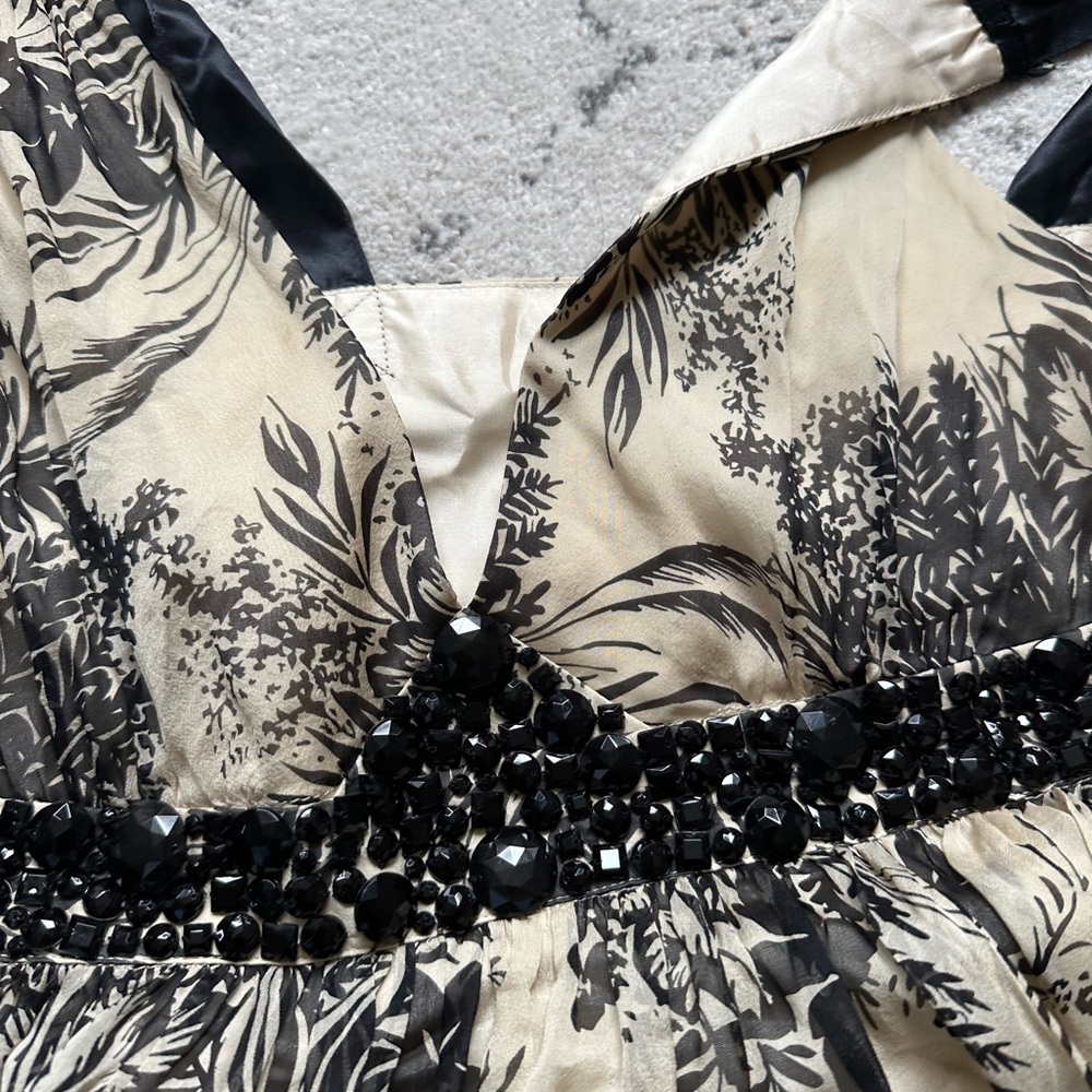 Elegant Black and Cream Beaded Dress